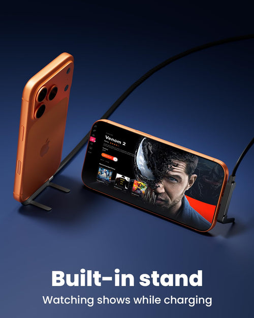 240W USB C to USB C Cable with Built-in Phone Stand, 4.9FT Sideways Phone Charger, T-Shaped 90 Degree Right Angle USB C Cable, 2 in 1 Invisible Holder Charger Cable with stand for iPhone MacBook iPad