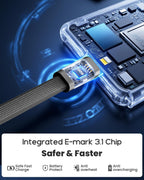 240W USB C to USB C Cable with Built-in Phone Stand, 4.9FT Sideways Phone Charger, T-Shaped 90 Degree Right Angle USB C Cable, 2 in 1 Invisible Holder Charger Cable with stand for iPhone MacBook iPad