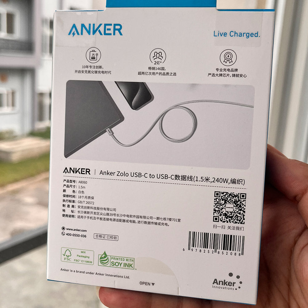 Anker Zolo Data Cables 1.5M 240w C to C
