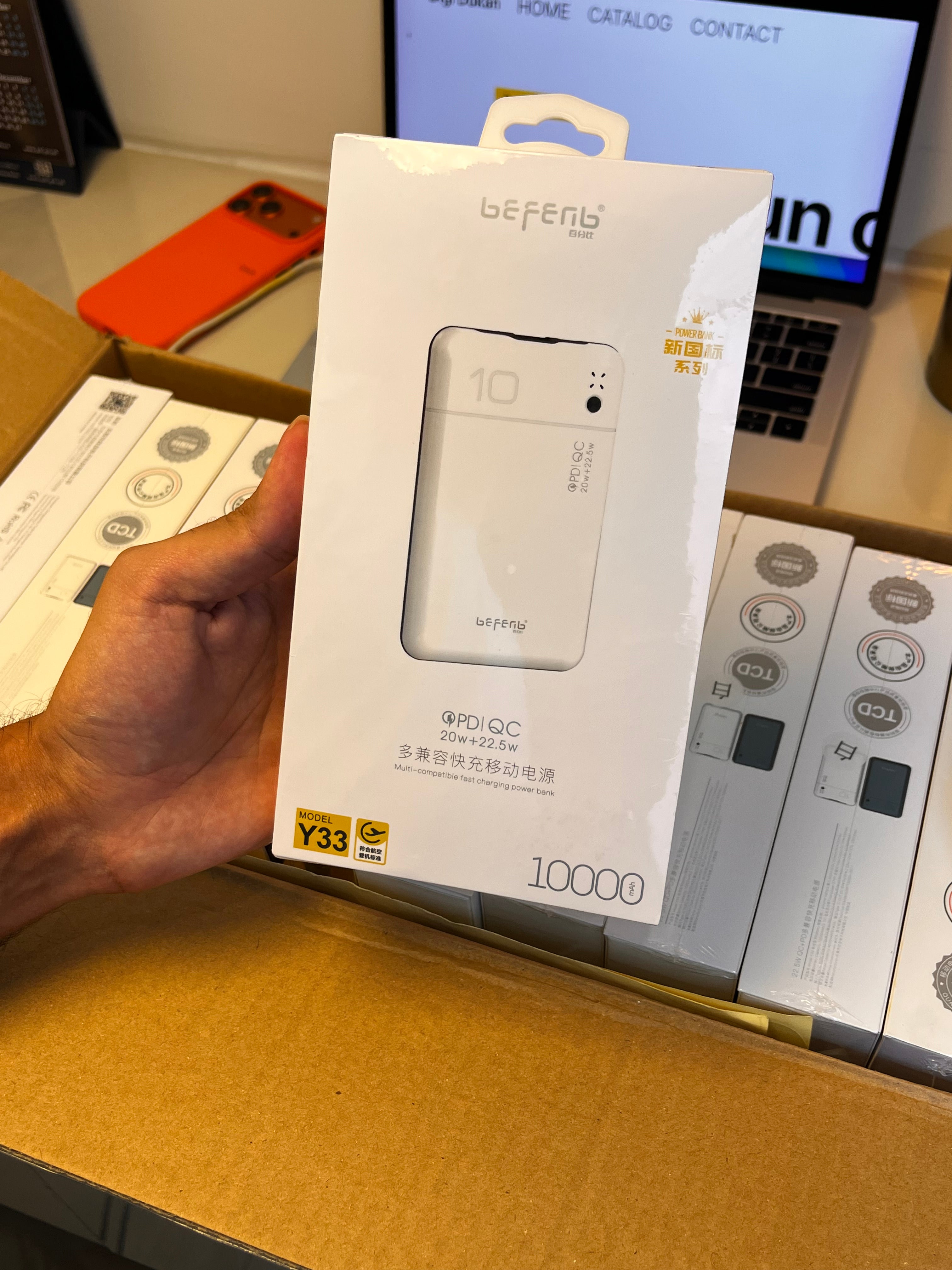 Befenb Y33 10000mAh Power Bank – 20W PD + 22.5W QC Dual Fast Charge, Compact Design, Airline Approved, for iPhone & Android