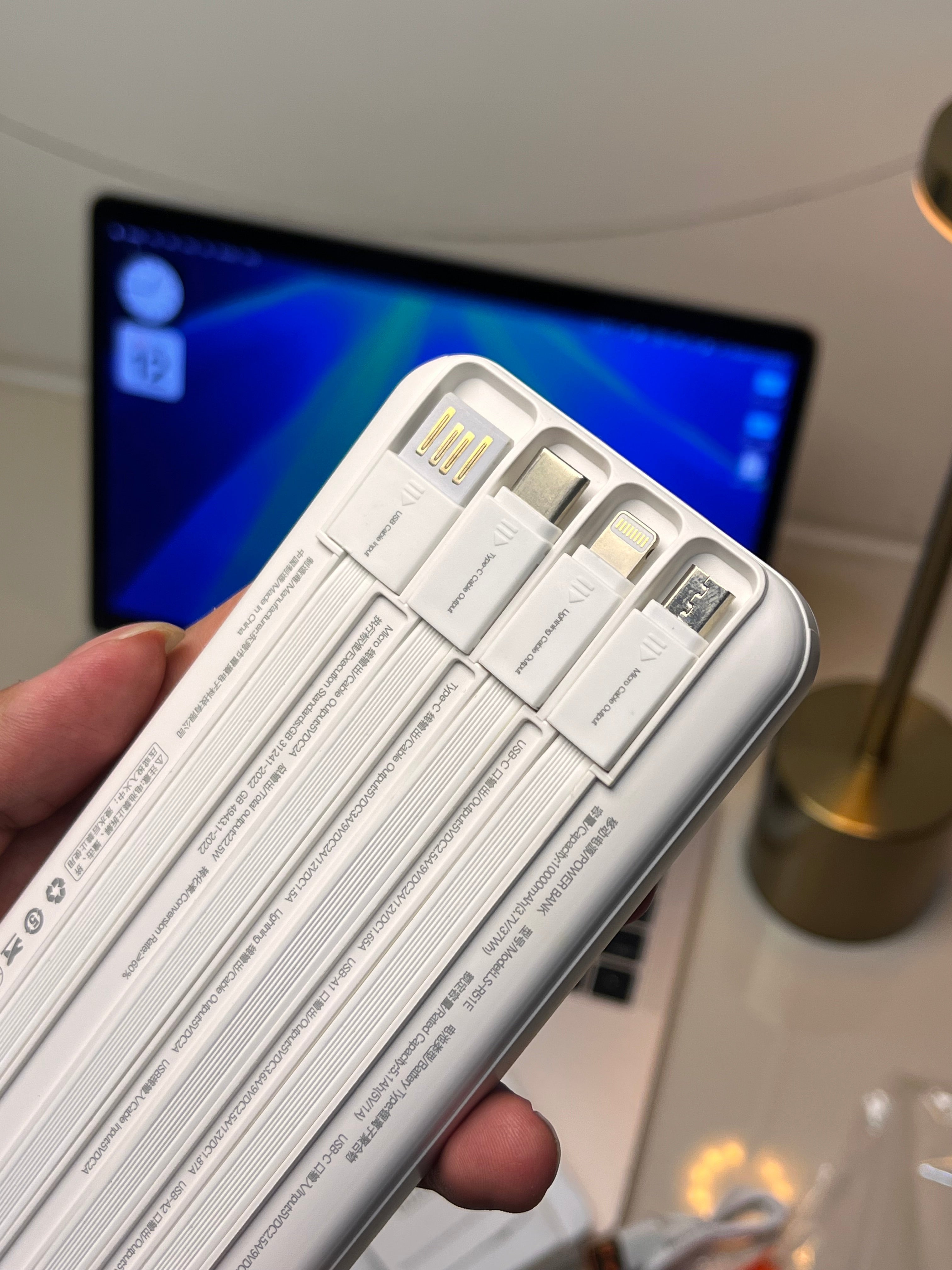 LEISE LS-R51E 10000mAh Power Bank 22.5W Fast Charging with Built-in 4 Cables & Digital Display | PD + QC Portable Charger for iPhone, Samsung & Android