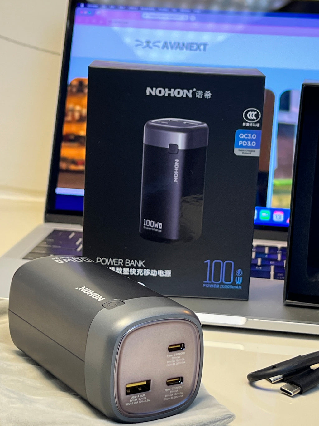 Nohon 20000mAh 100W Super Charge Power Bank – QC3.0 + PD3.0 Fast Charging Macbook IPhone